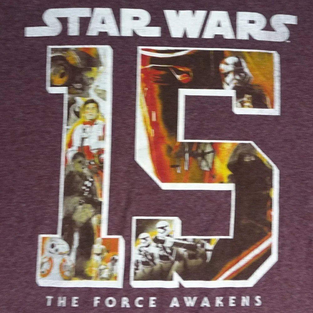 Star Wars The Force Awakens Maroon T-Shirt Medium